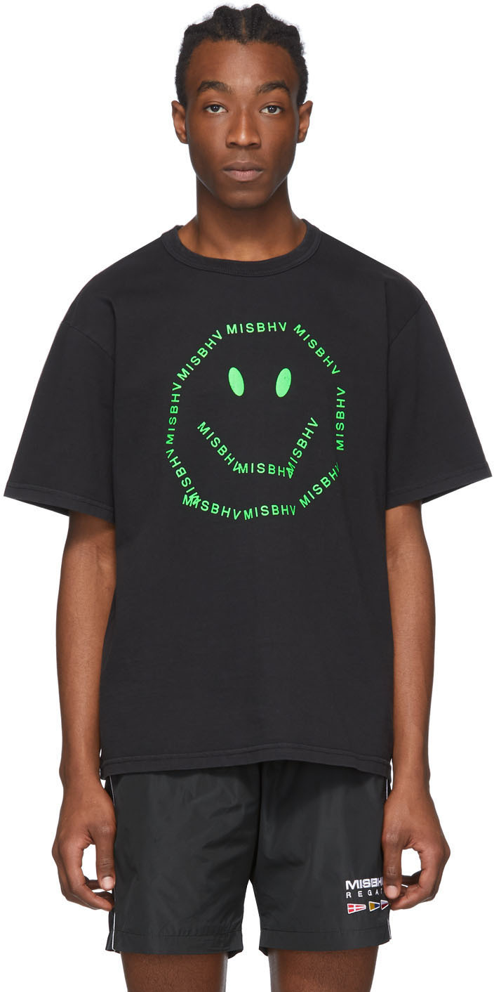 MISBHV: Black A Smiley Logo T-Shirt | SSENSE Canada