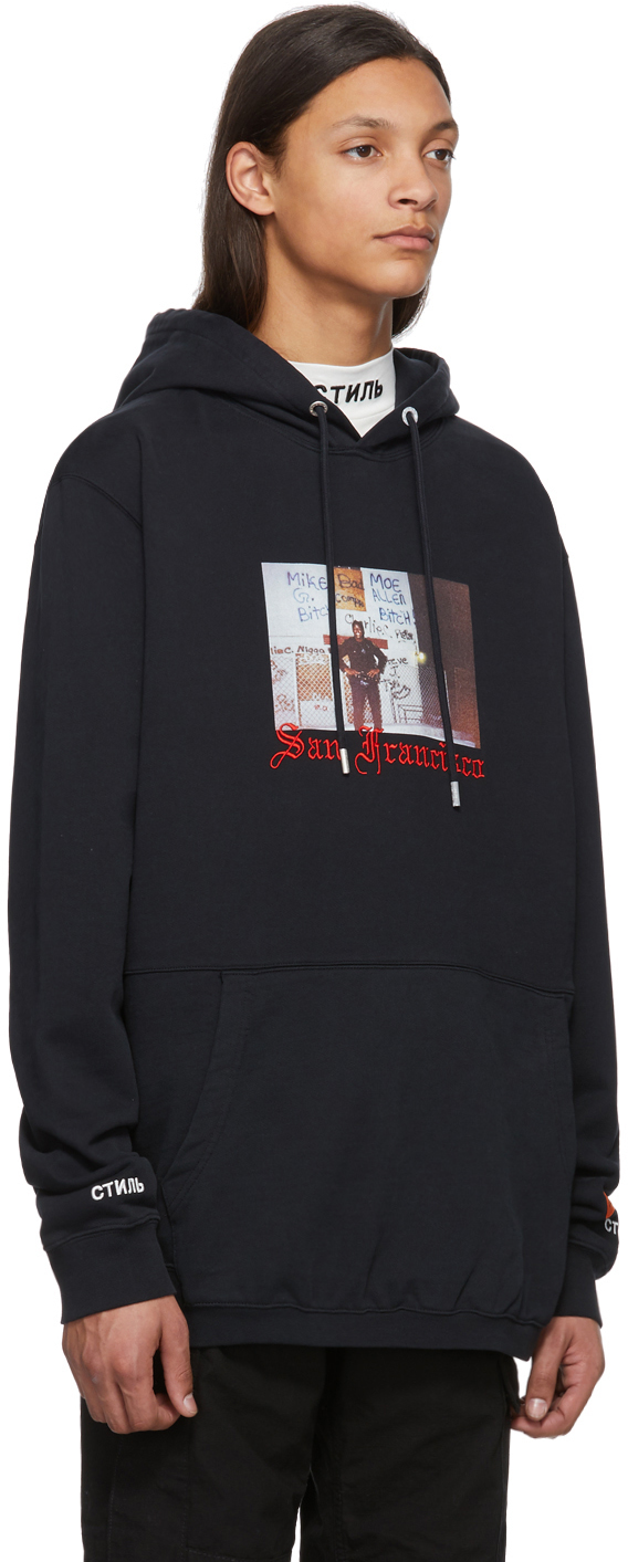 heron preston black hoodie