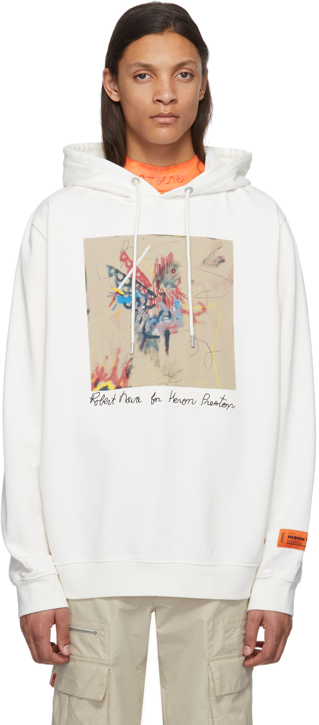 heron preston white hoodie