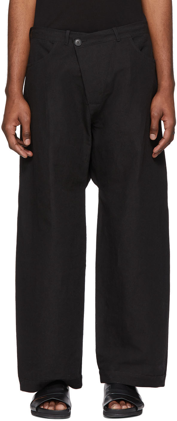Jan-Jan Van Essche: Black Bamboo Cloth Trousers | SSENSE