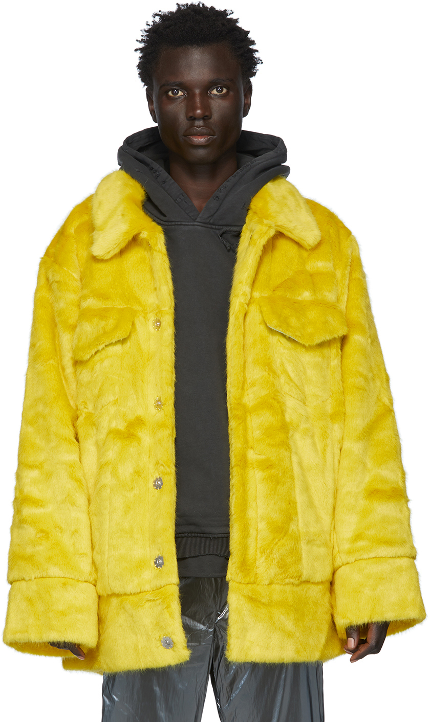 yellow fur jacket
