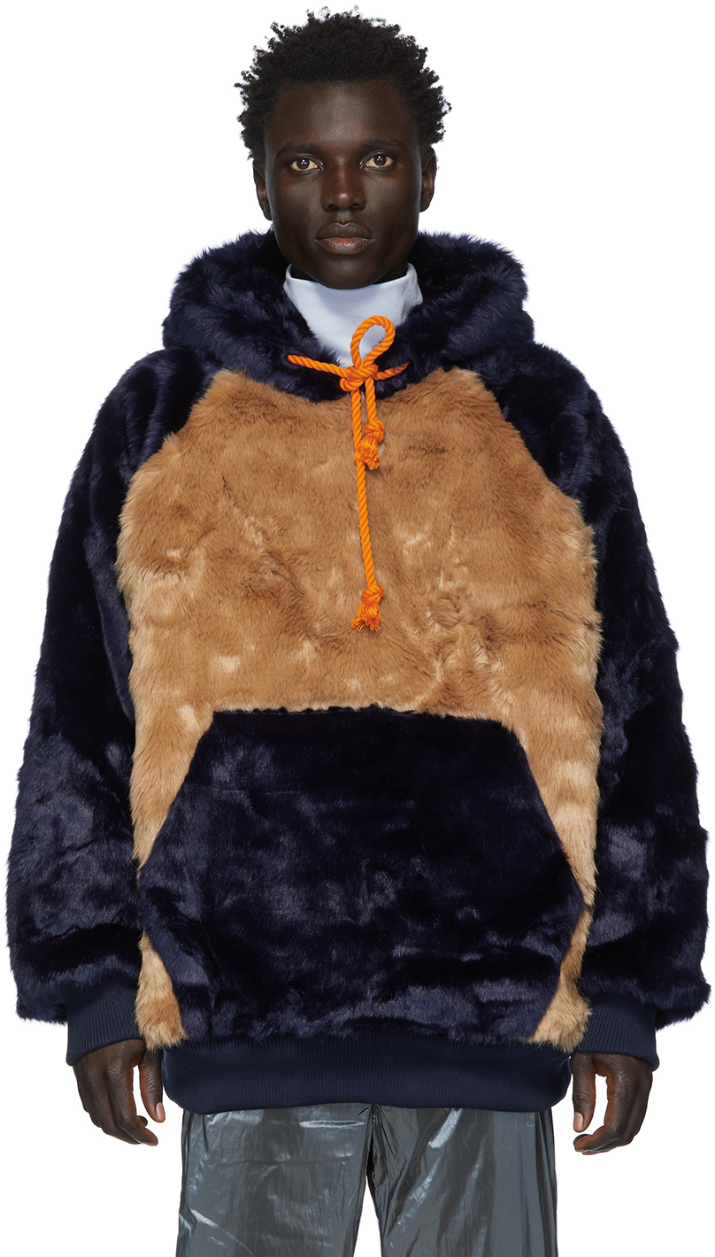 brown faux fur hoodie