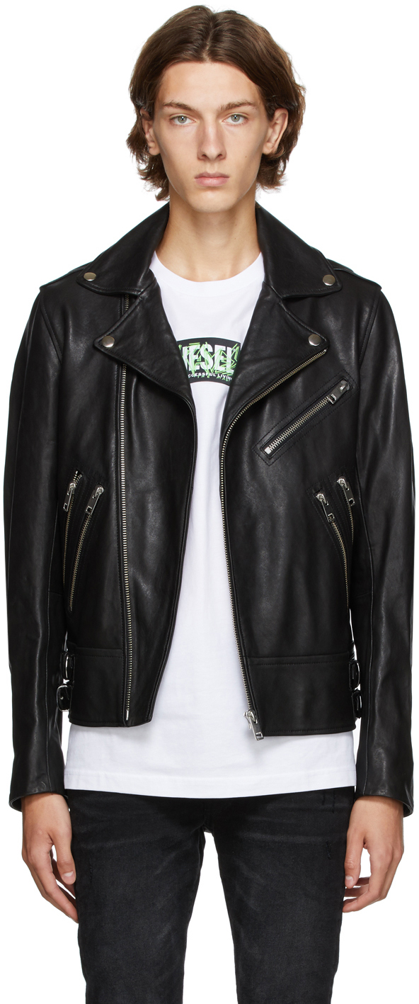 Diesel: Black Leather Garrett Jacket | SSENSE