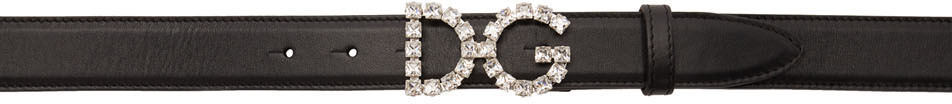 Dolce & Gabbana Black Crystal Logo Belt