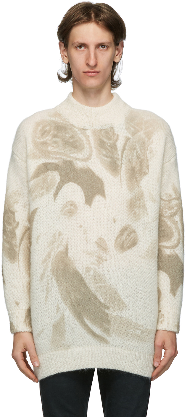 424: Off-White Mohair Oversized Crewneck Sweater | SSENSE Canada