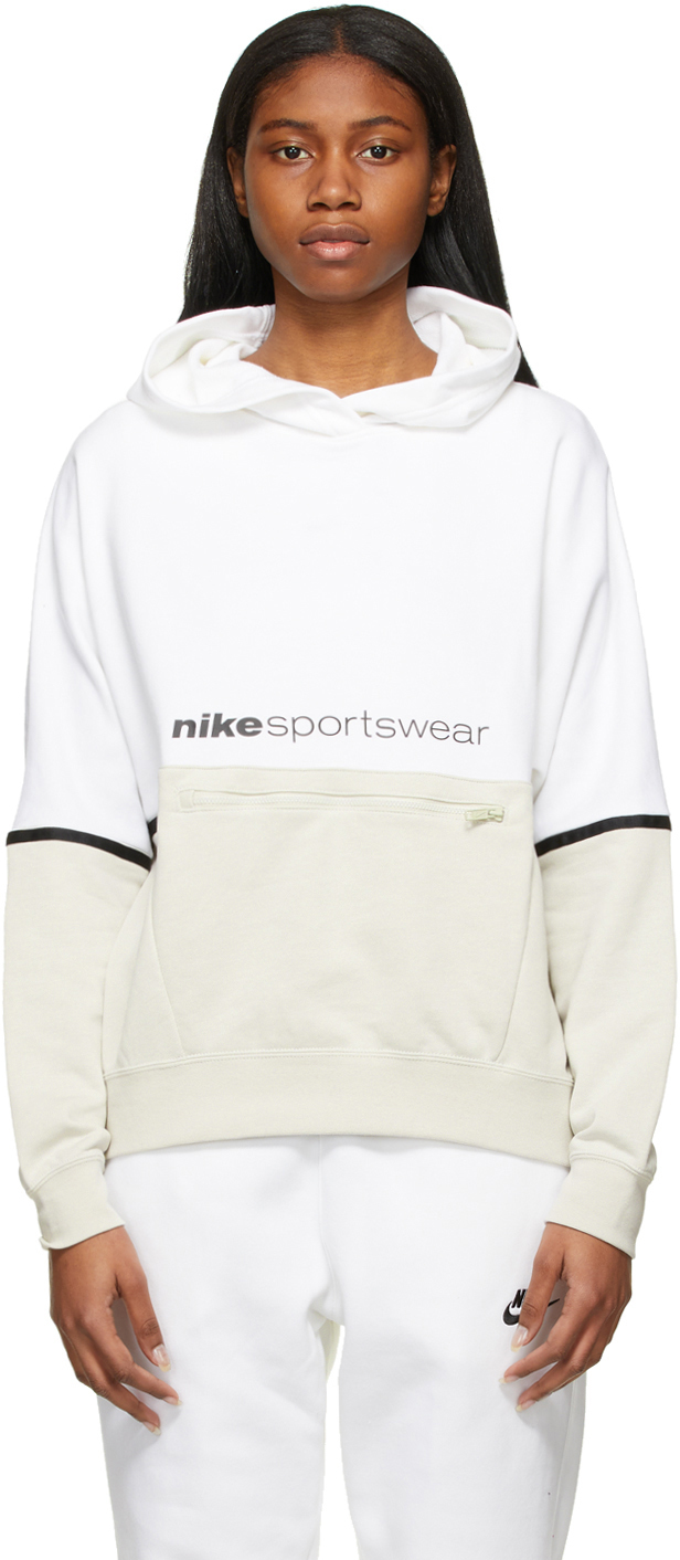Nike White & Taupe NSW Archive Rmx Hoodie