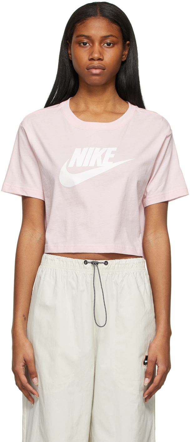 Nike Pink Essential Icon Futura Cropped T Shirt 202011F110153