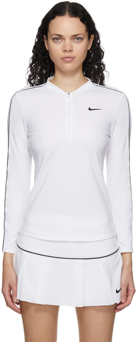 Nike White Jersey Half-Zip Pullover