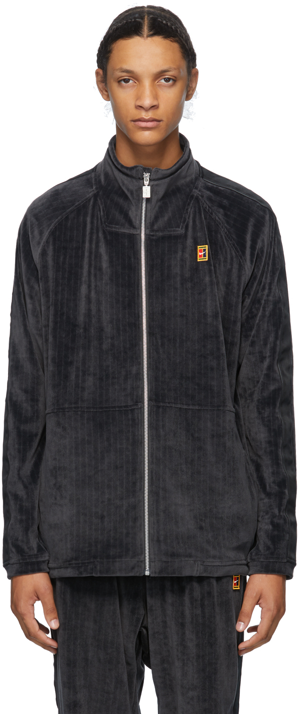 Nike: Grey Velour Tennis Jacket | SSENSE