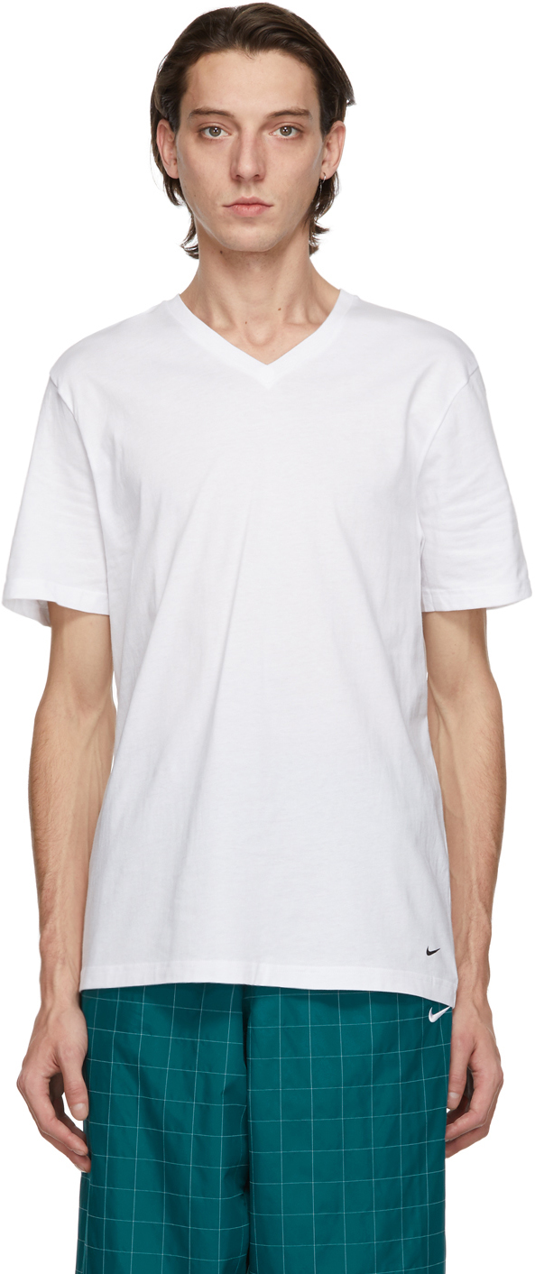 Nike Two Pack White Cotton Everyday V Neck T Shirts 202011M213050