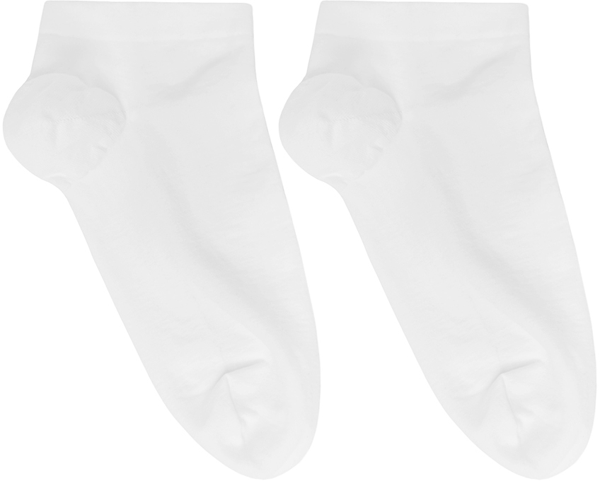 Wolford White Cotton Sneaker Socks 202017F076025