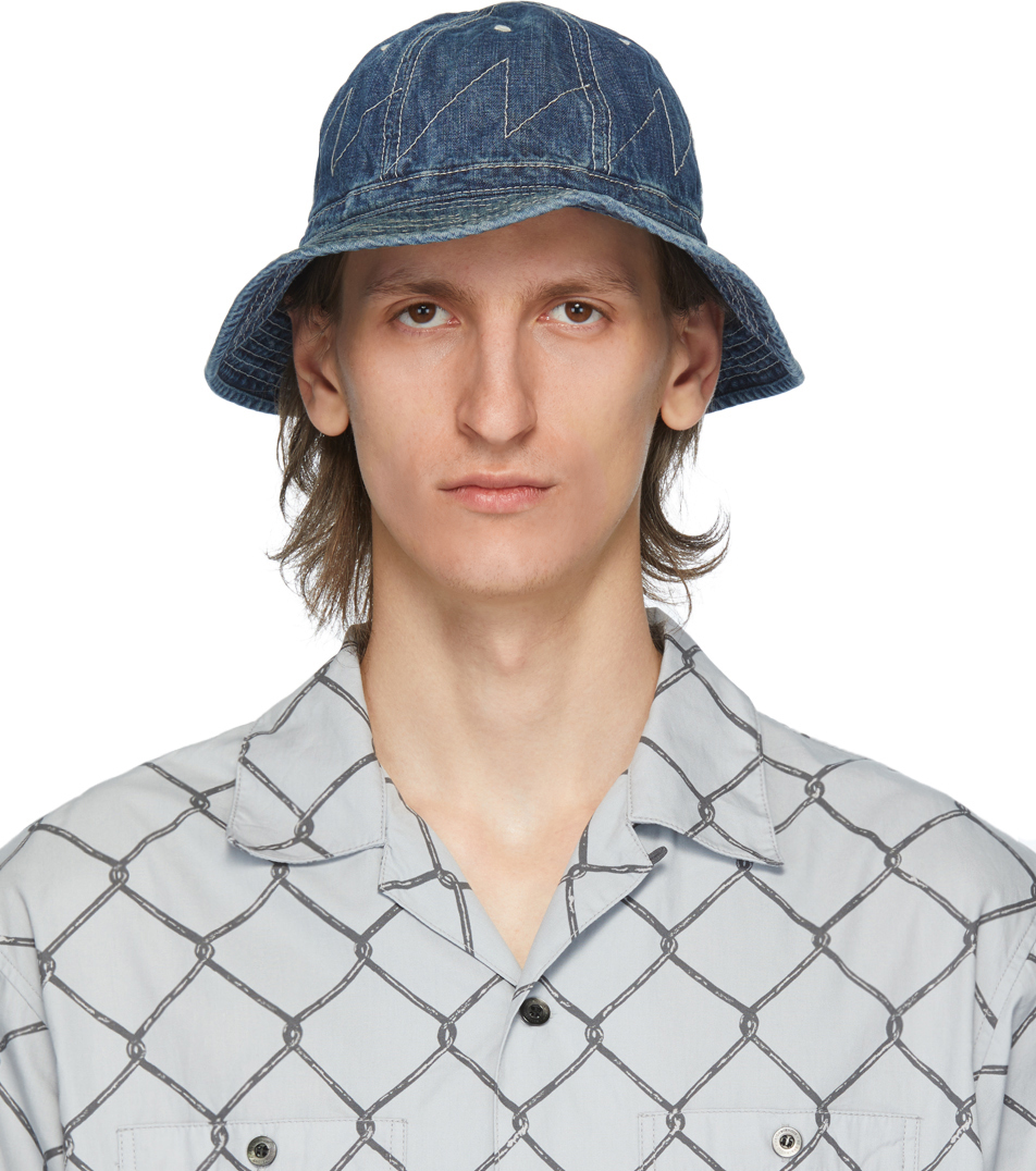 Neighborhood: Indigo Denim Washed Bucket Hat | SSENSE