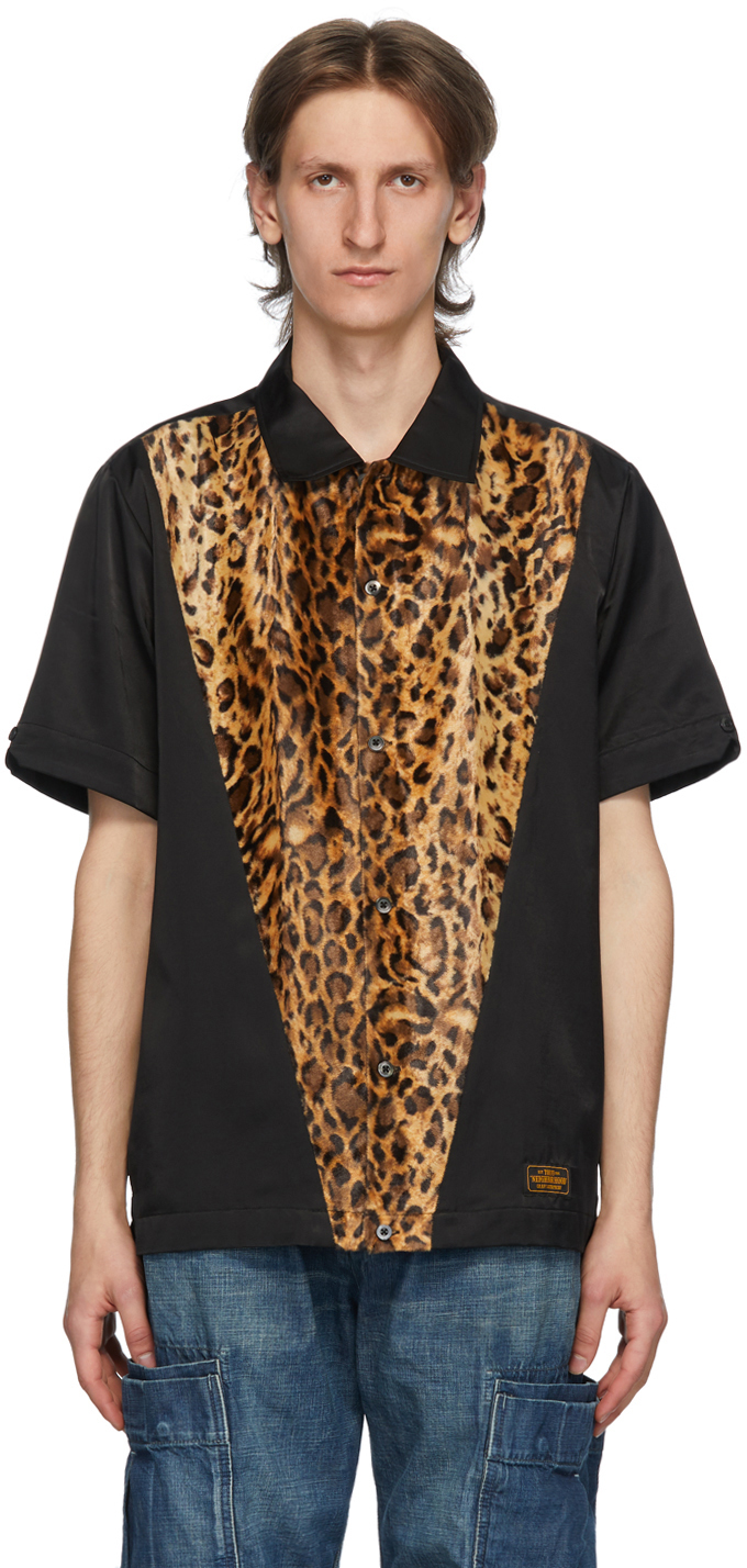 black and leopard print shirt