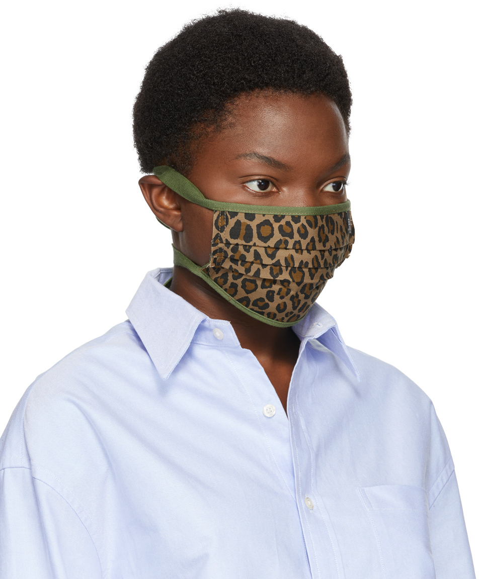 R13 Tan & Green Surplus Leopard Mask In Leopard