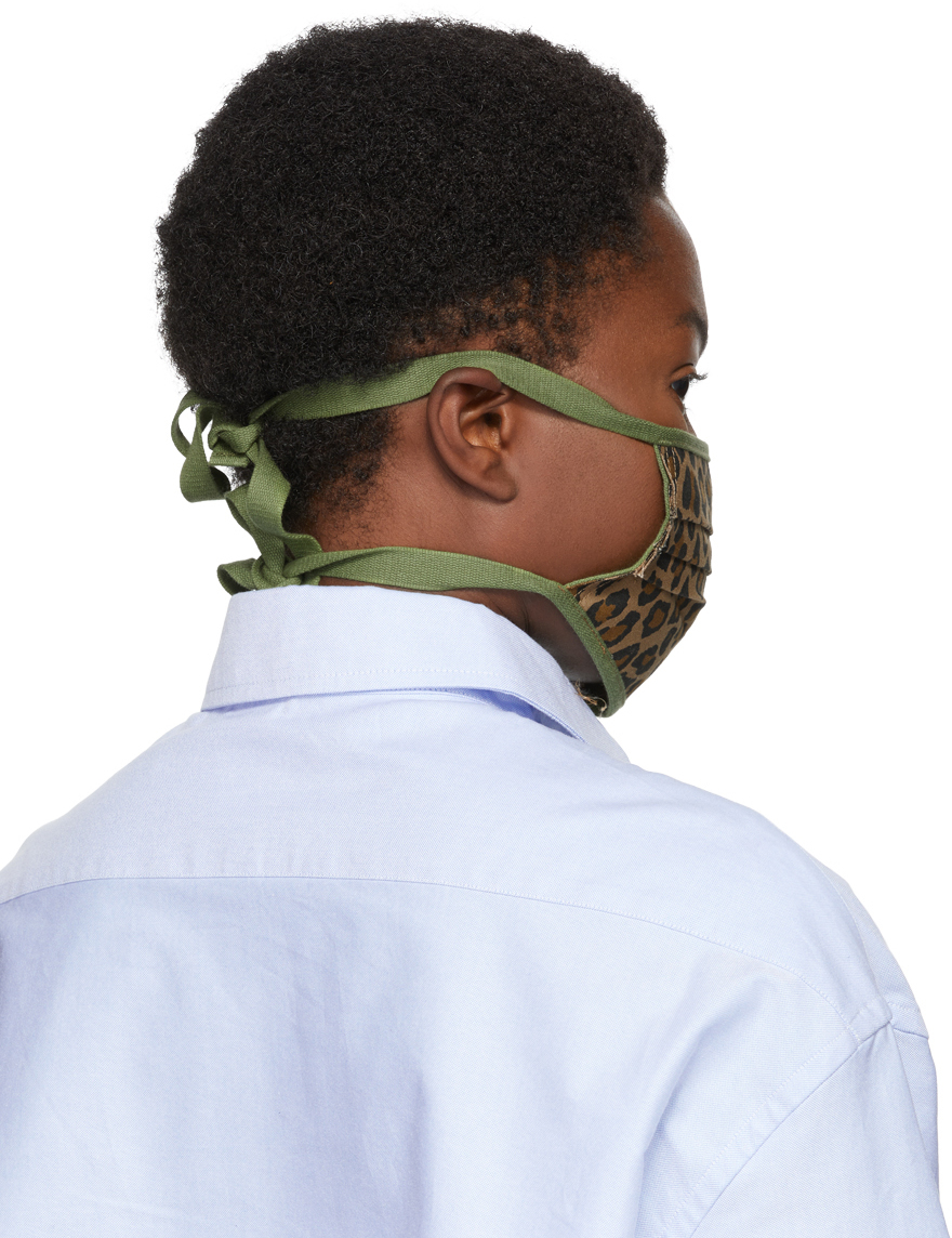 R13 Tan & Green Surplus Leopard Mask In Leopard