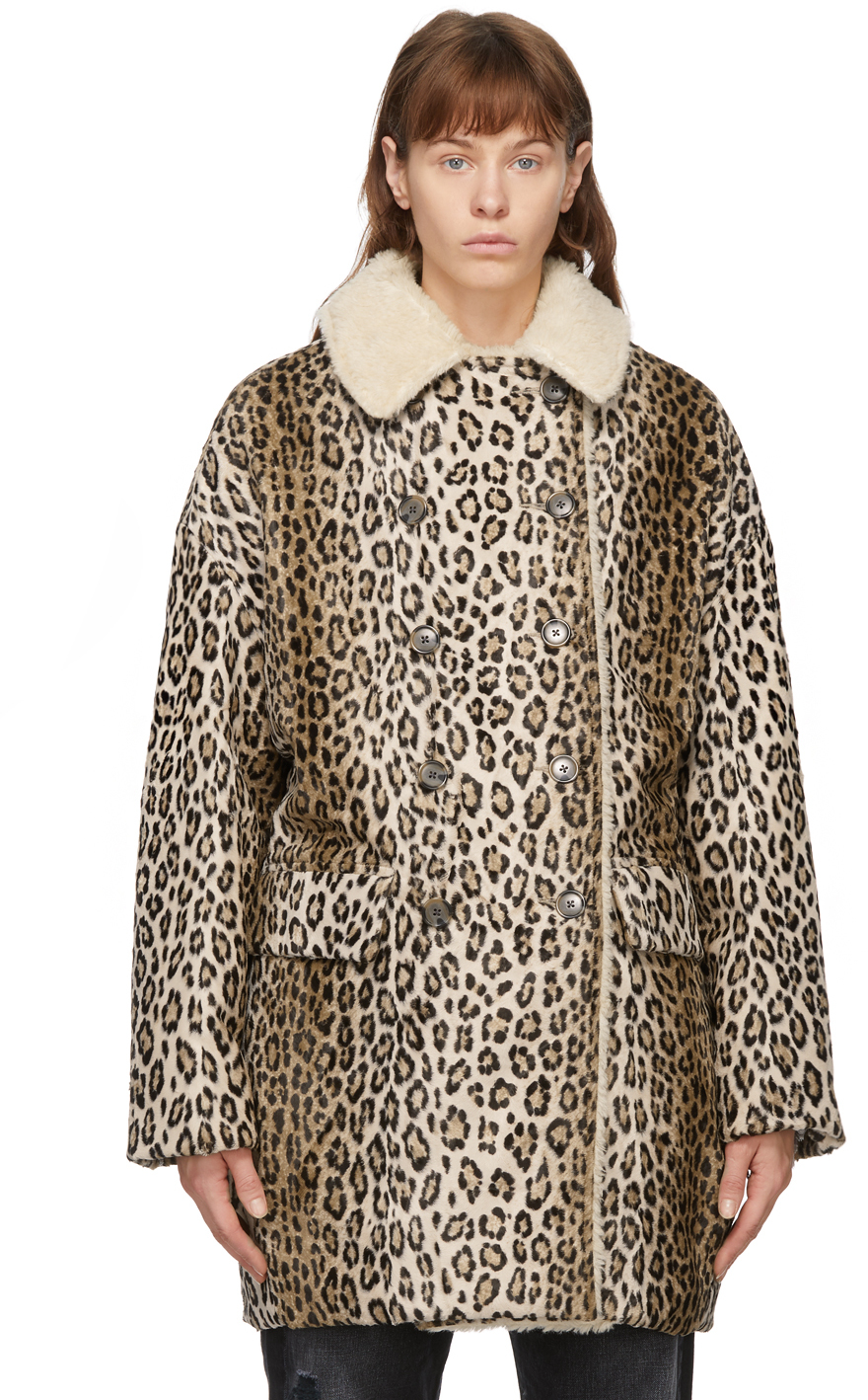 R13: Tan Leopard Hunting Coat | SSENSE