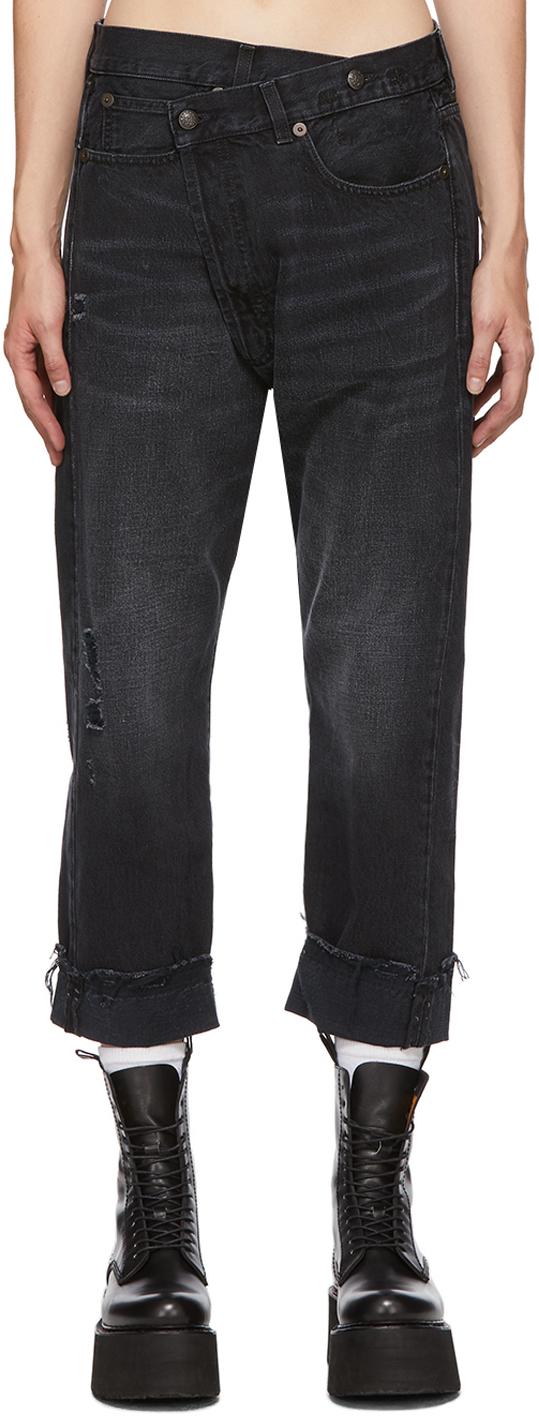 R13 Black Cross-Over Jeans