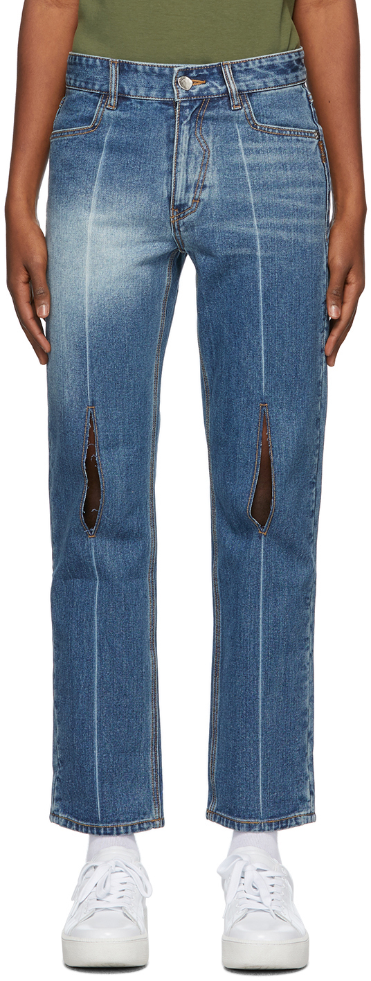 ADER error: Blue Collage Pollshing Jeans | SSENSE Canada