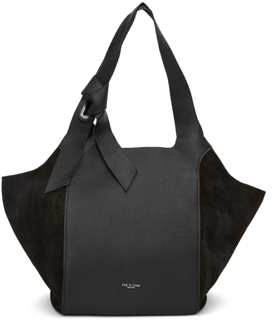 black leather shopper tote