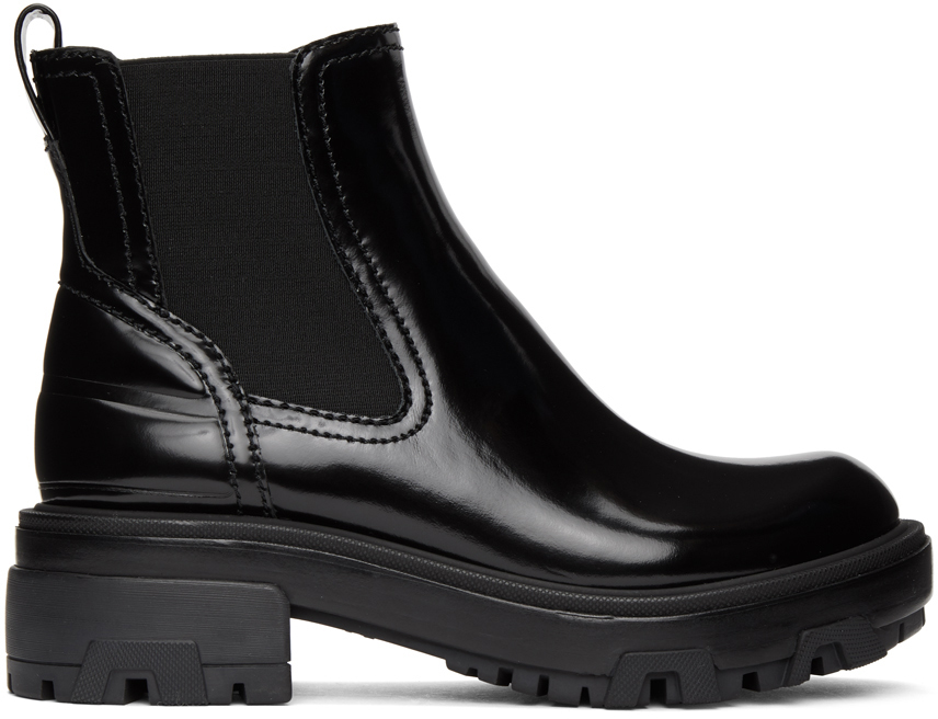 rag & bone: Black Leather Shaye Boots | SSENSE