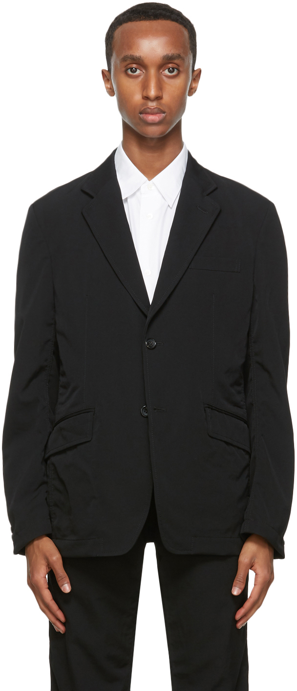 Comme des Garçons Homme: Black Wool Gabardine Blazer | SSENSE Canada