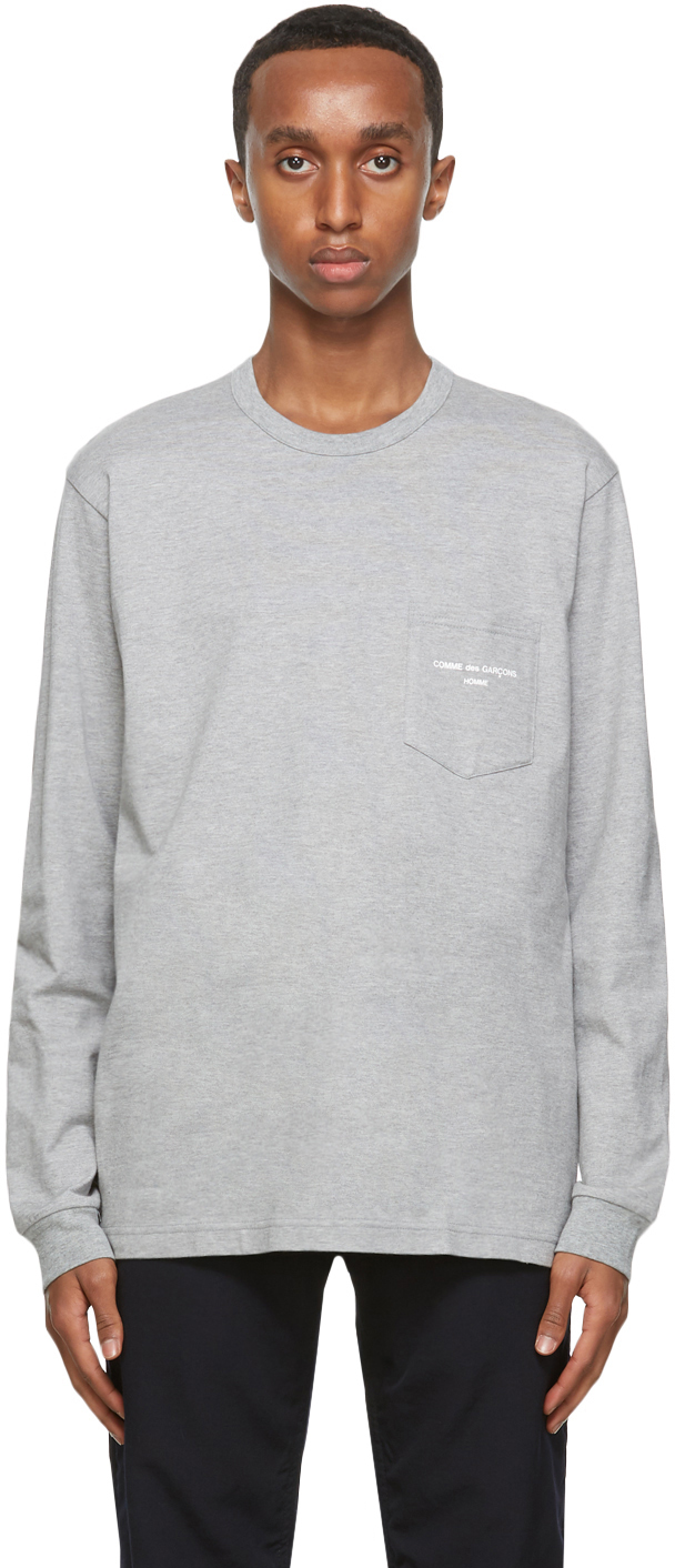 Grey Logo Long Sleeve T-Shirt by Comme des Garçons Homme on Sale