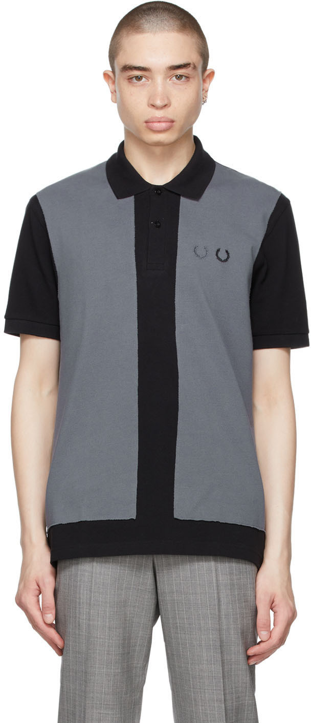 Comme Des Garcons Homme Deux Black Grey Fred Perry Edition Colorblocked Polo Ssense