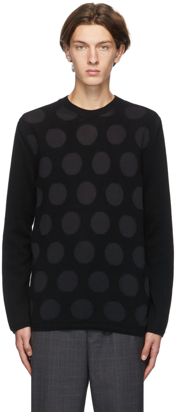 Comme des Garçons Homme Deux: Black Polka Dot Sweater | SSENSE