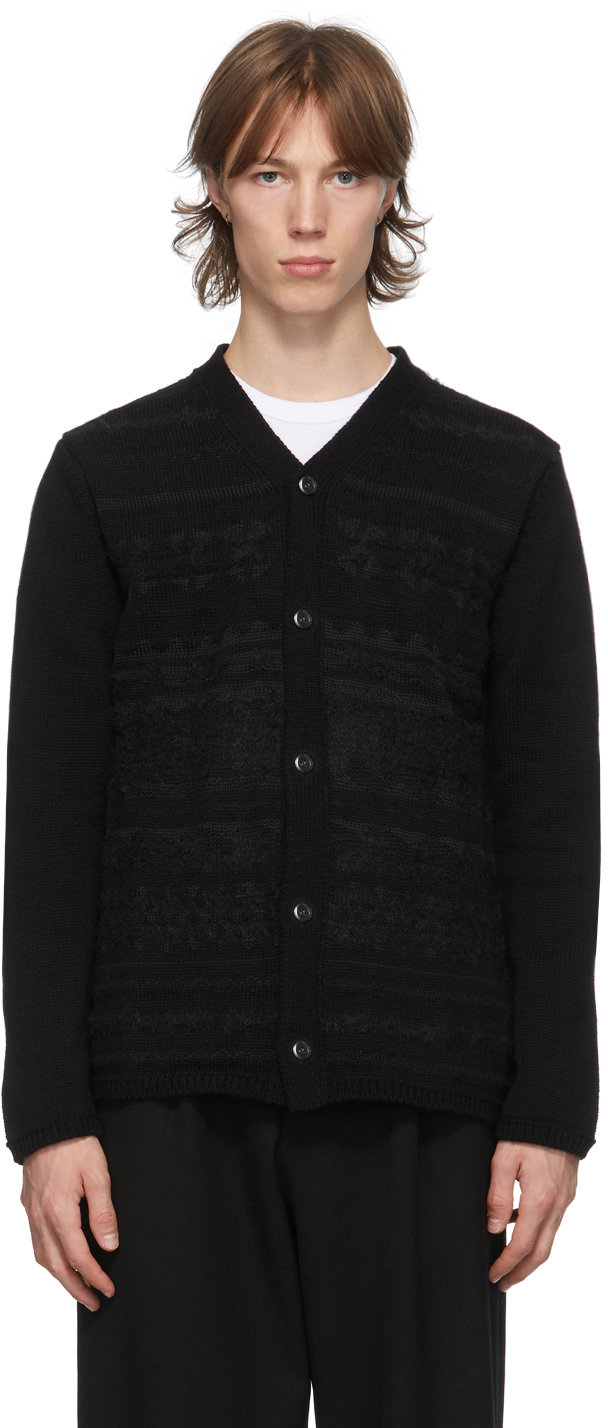 Comme Des Garcons Homme Deux Black Fairsle Cardigan Ssense