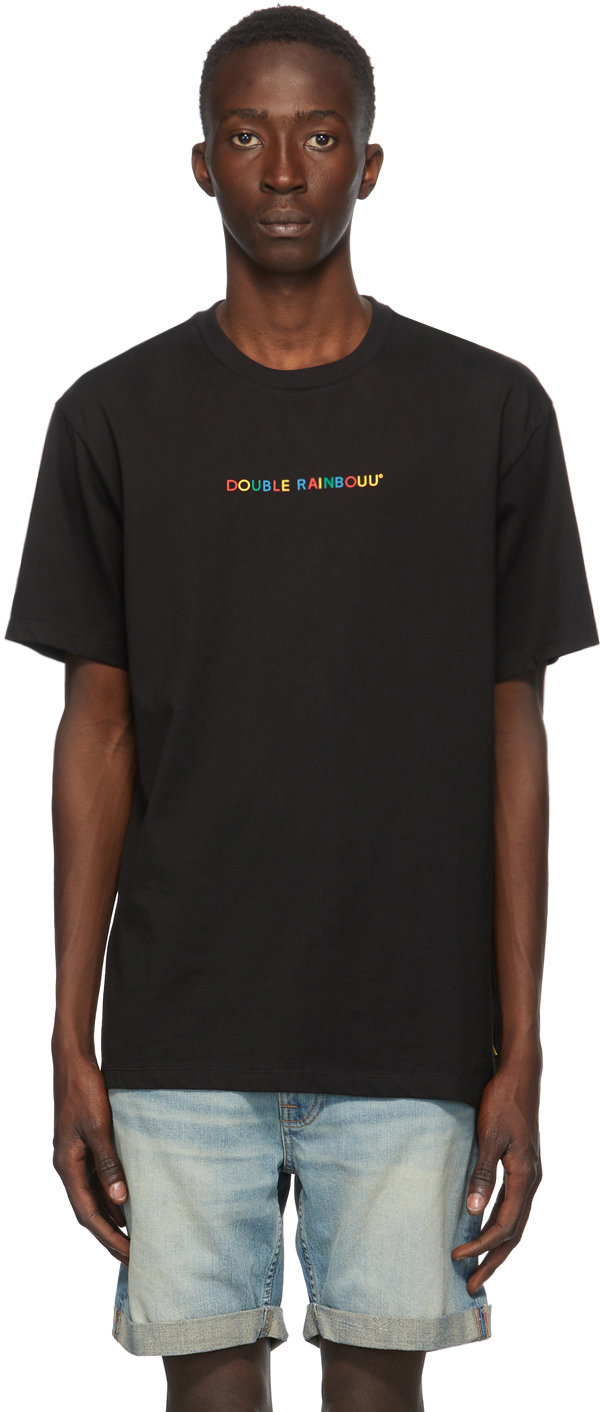 Double Rainbouu: Black Logo T-Shirt | SSENSE