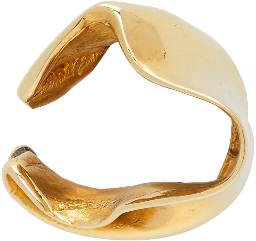 FARIS: Gold Pleat Single Ear Cuff | SSENSE Canada