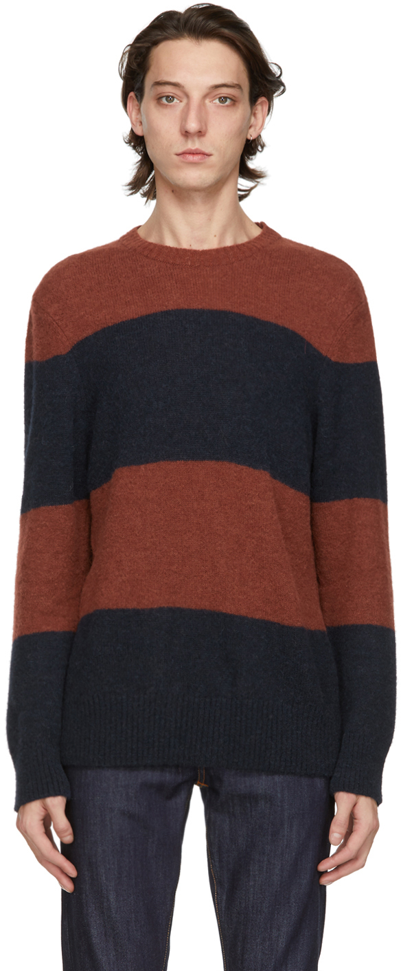 Nudie Jeans: Navy Wool & Alpaca Hampus Block Sweater | SSENSE