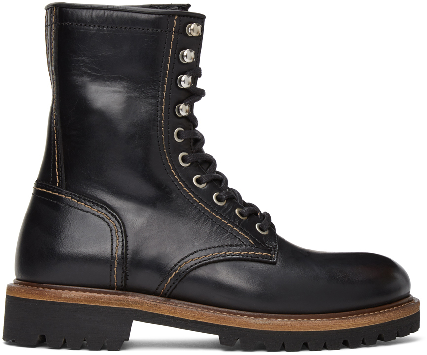 Belstaff: Black Lace-Up Ankle Boots | SSENSE