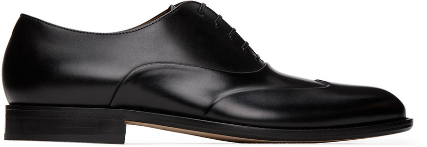 BOSS: Black Polished Leather Oxfords | SSENSE