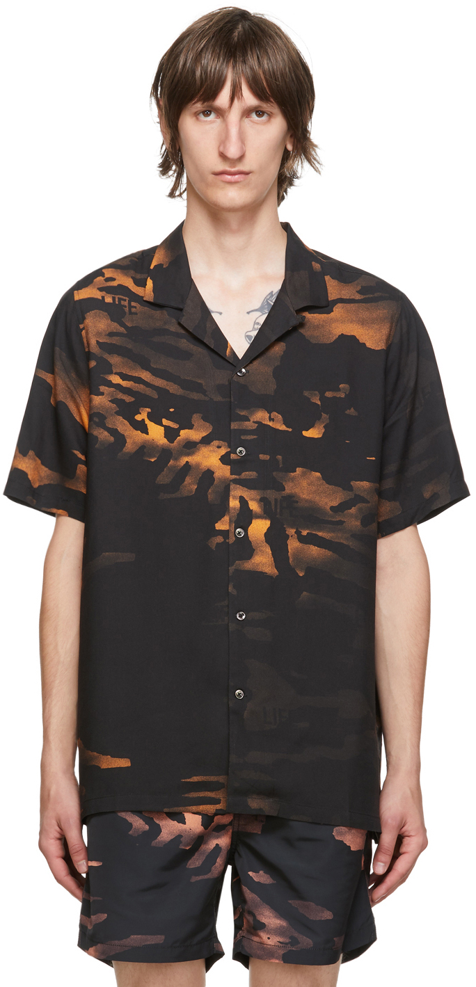 Ksubi: Black & Orange 'Life' Resort Shirt | SSENSE