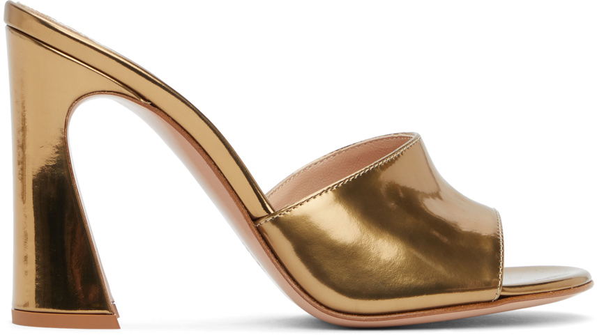 Gianvito Rossi Gold Curved Heeled Sandals