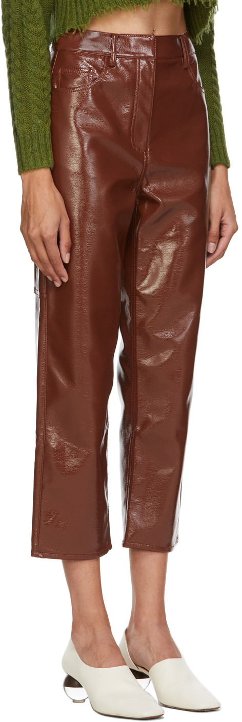 burgundy faux leather trousers