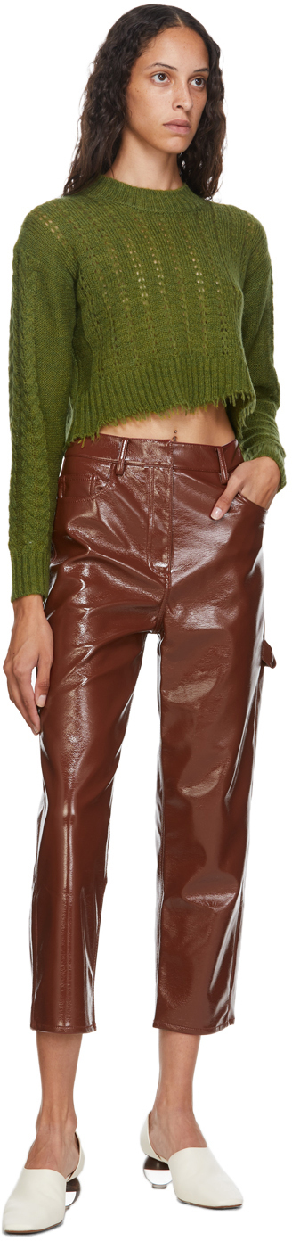 burgundy faux leather trousers