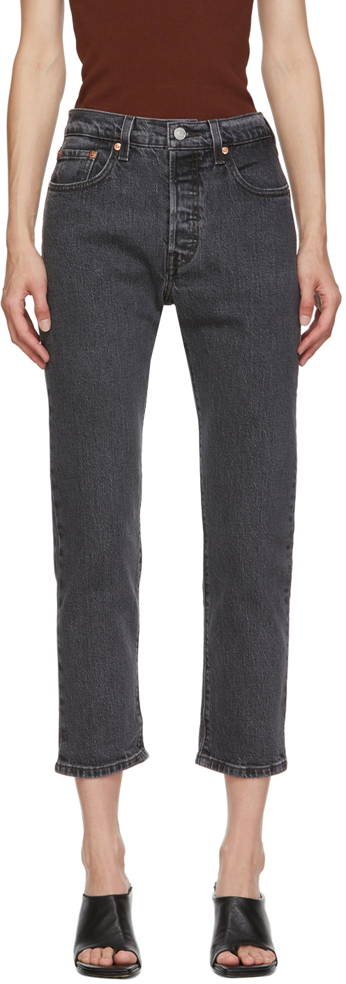 Levi's: Black 501 Original Cropped Jeans | SSENSE