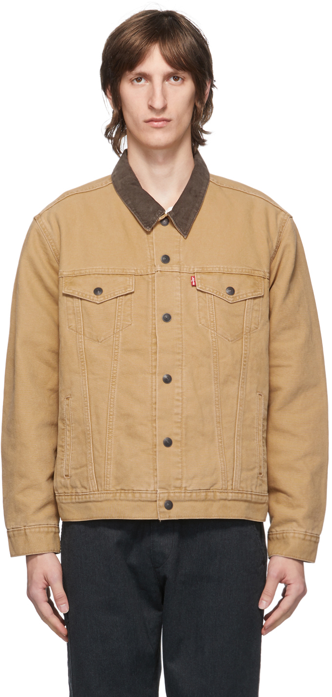 Tan Canvas Lined Trucker Jacket by Levi 