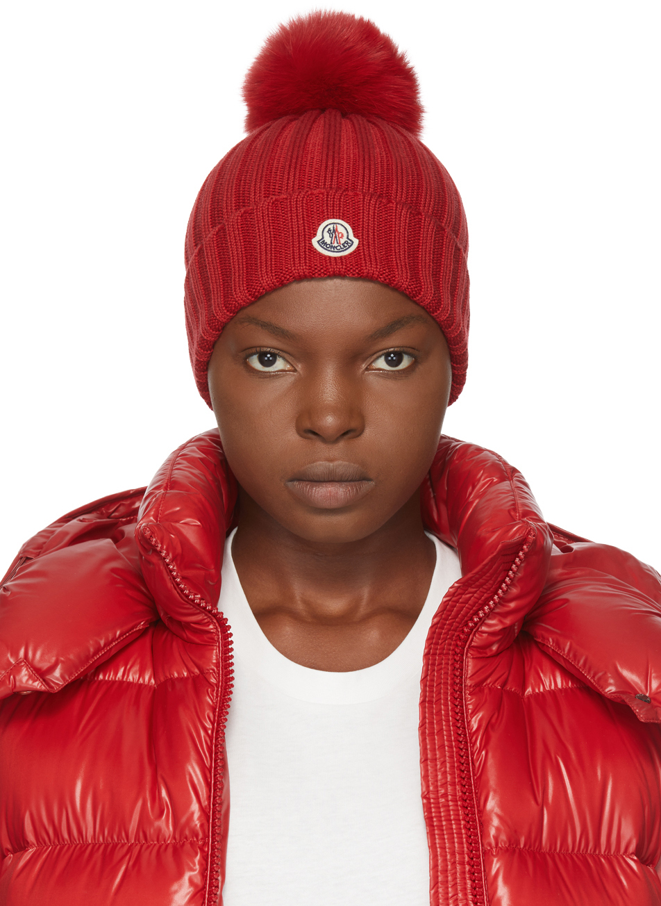 moncler red beanie