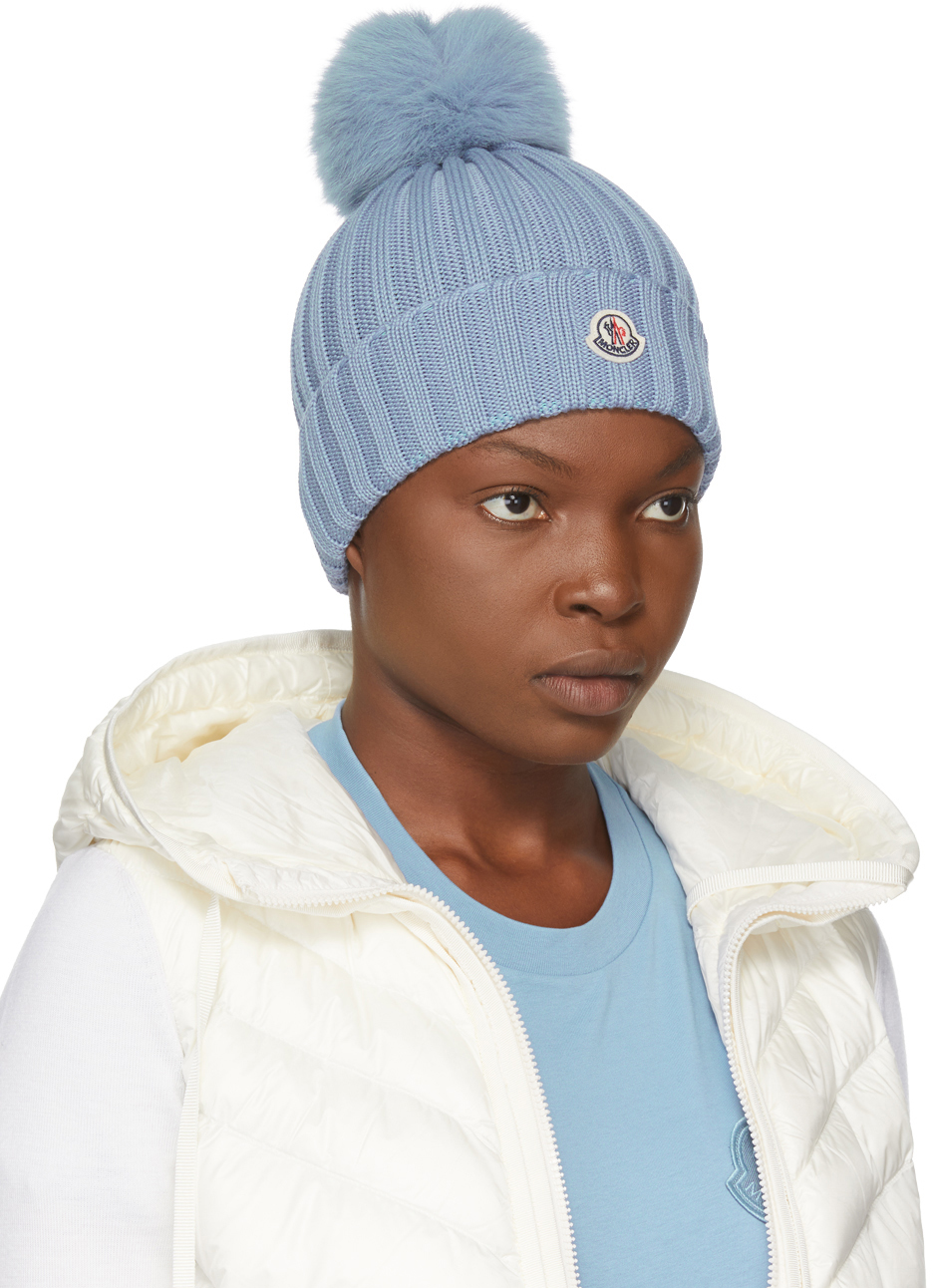 blue moncler beanie