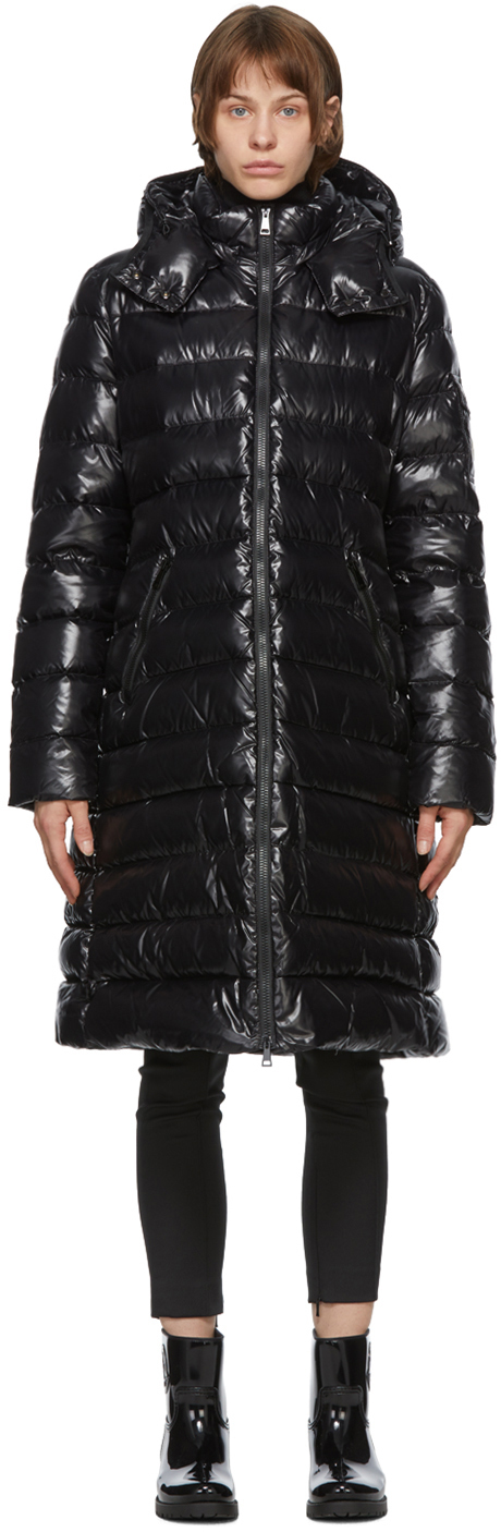 Shop Moncler Black Down Moka Coat In 999 Black