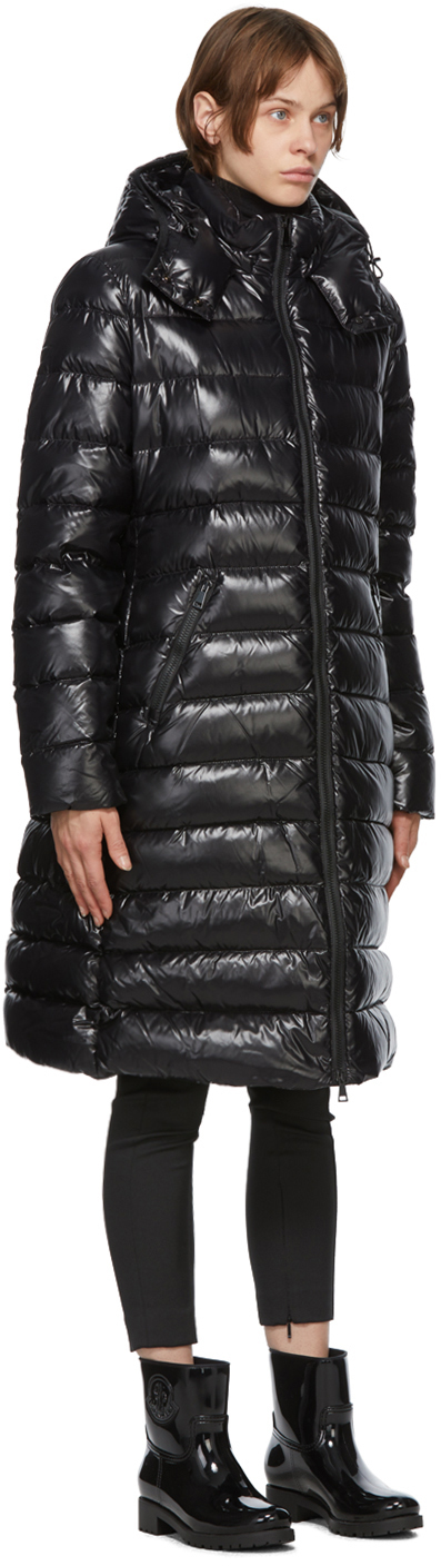 Shop Moncler Black Down Moka Coat In 999 Black