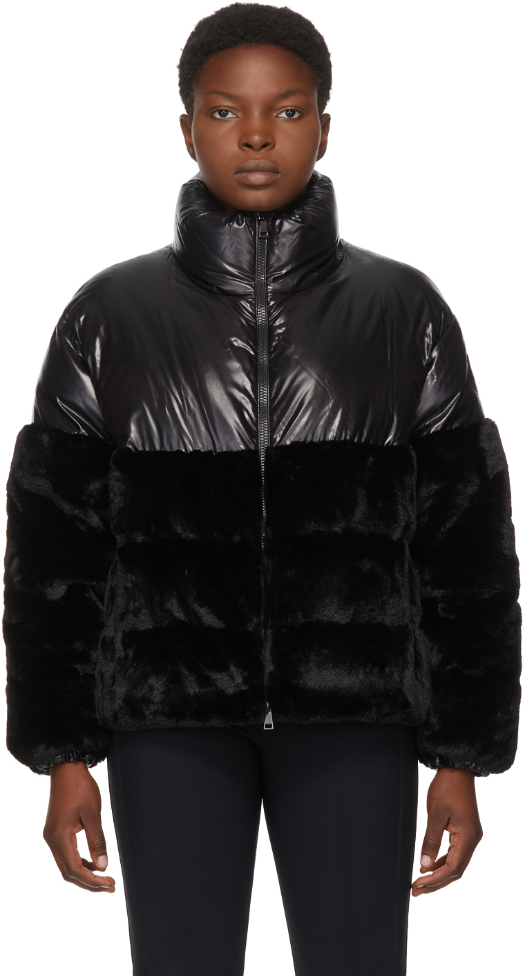 moncler black fur jacket