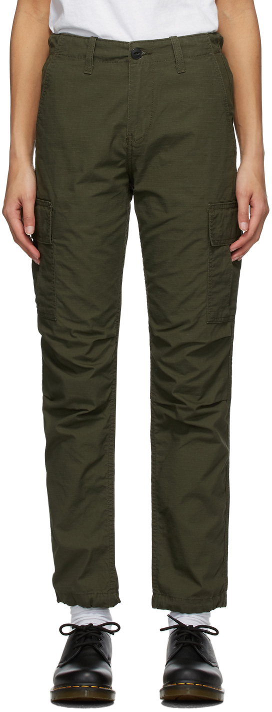 Carhartt Work In Progress: Green Cymbal Trousers | SSENSE