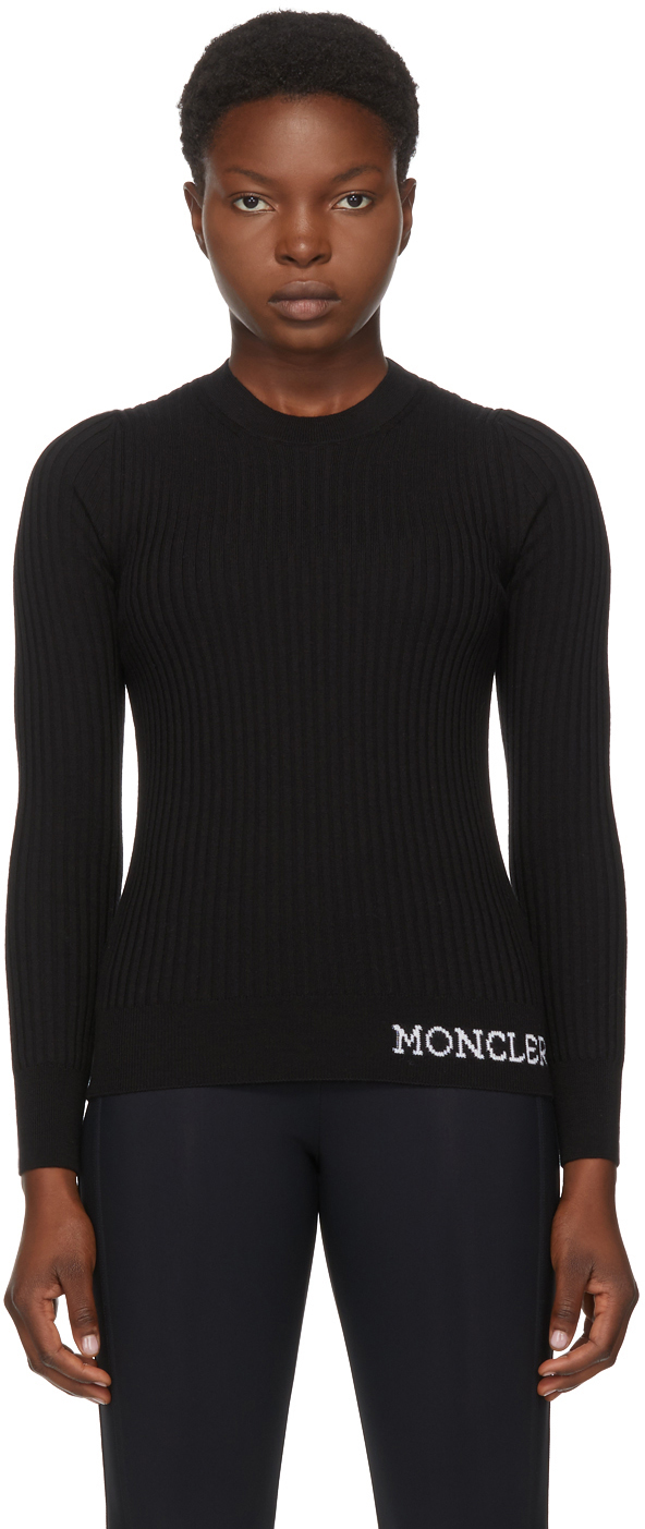 Moncler Black Pleated Logo Sweater