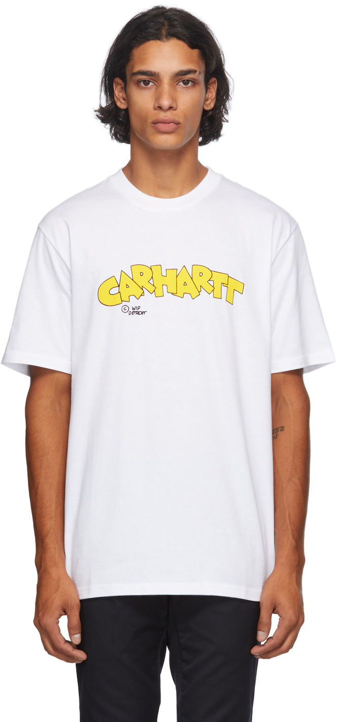 Carhartt Work In Progress: White Loony Script T-Shirt | SSENSE
