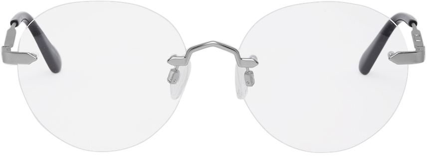 McQ Alexander McQueen: Silver McQ Swallow Rimless Circular Glasses | SSENSE