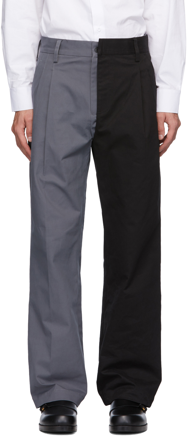 Xander Zhou: Grey & Black Colorblock Trousers | SSENSE